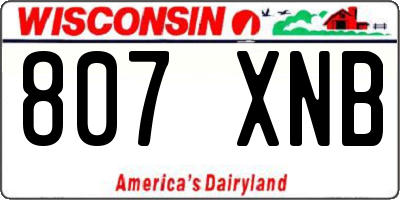 WI license plate 807XNB