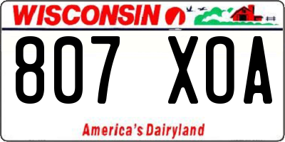 WI license plate 807XOA