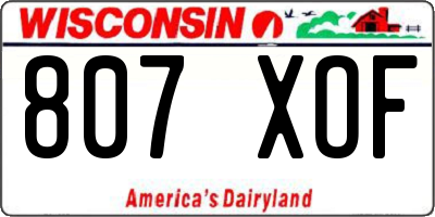 WI license plate 807XOF