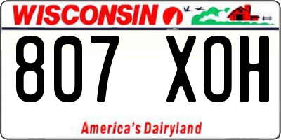 WI license plate 807XOH