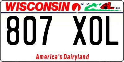 WI license plate 807XOL