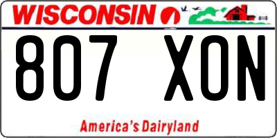 WI license plate 807XON