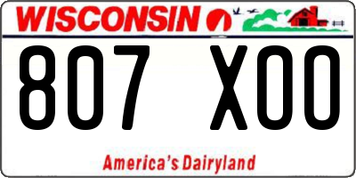 WI license plate 807XOO