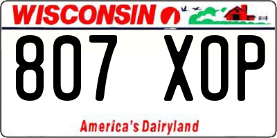 WI license plate 807XOP
