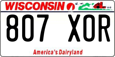 WI license plate 807XOR