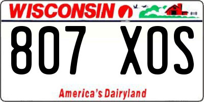 WI license plate 807XOS