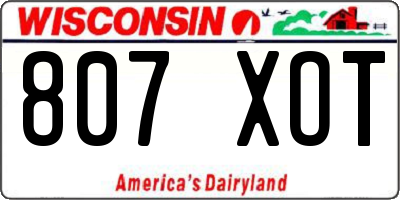 WI license plate 807XOT