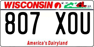 WI license plate 807XOU