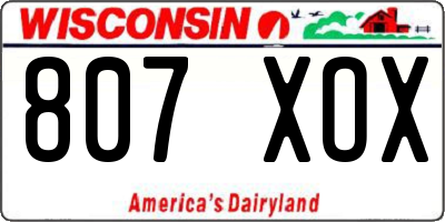 WI license plate 807XOX