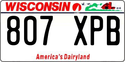 WI license plate 807XPB