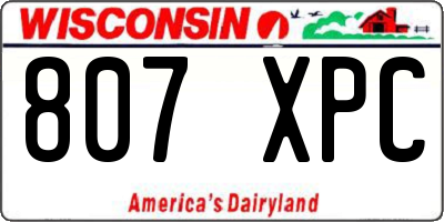 WI license plate 807XPC