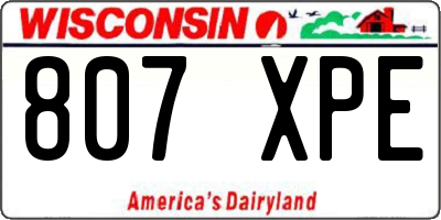 WI license plate 807XPE