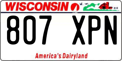 WI license plate 807XPN