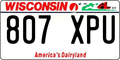 WI license plate 807XPU