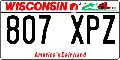 WI license plate 807XPZ