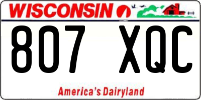 WI license plate 807XQC