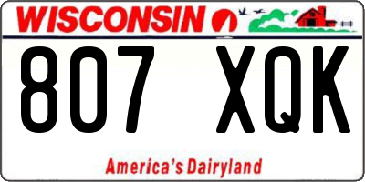 WI license plate 807XQK