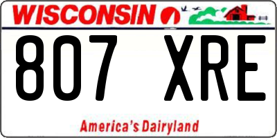 WI license plate 807XRE