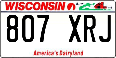 WI license plate 807XRJ