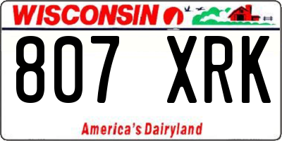 WI license plate 807XRK