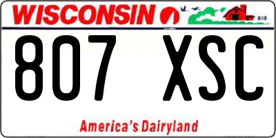 WI license plate 807XSC