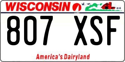 WI license plate 807XSF