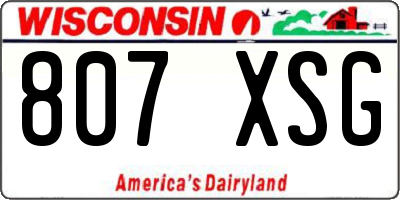 WI license plate 807XSG