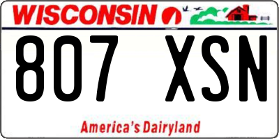WI license plate 807XSN