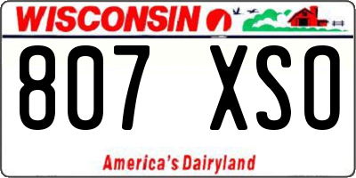 WI license plate 807XSO
