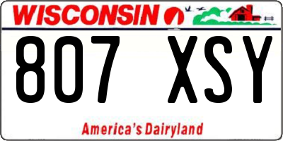 WI license plate 807XSY
