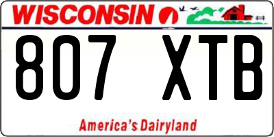 WI license plate 807XTB