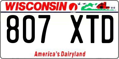WI license plate 807XTD