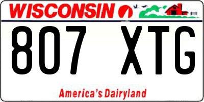 WI license plate 807XTG