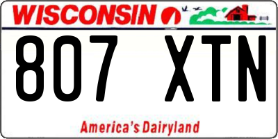 WI license plate 807XTN