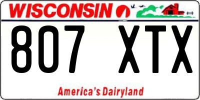 WI license plate 807XTX