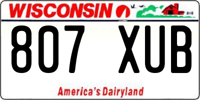 WI license plate 807XUB