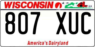 WI license plate 807XUC