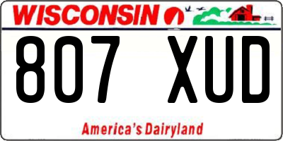 WI license plate 807XUD