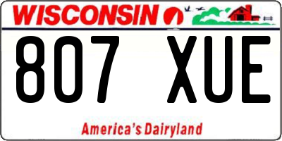 WI license plate 807XUE