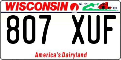 WI license plate 807XUF