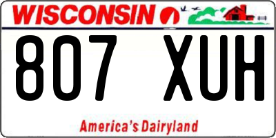 WI license plate 807XUH