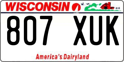 WI license plate 807XUK