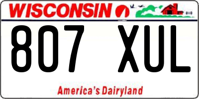 WI license plate 807XUL