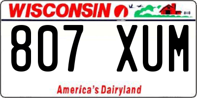 WI license plate 807XUM