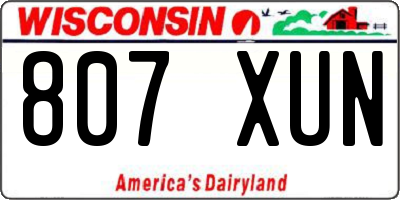 WI license plate 807XUN