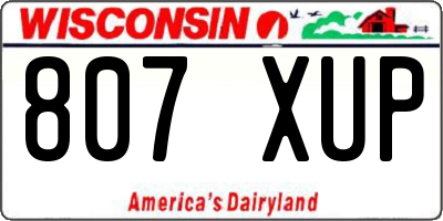 WI license plate 807XUP