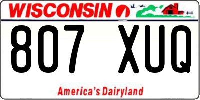 WI license plate 807XUQ
