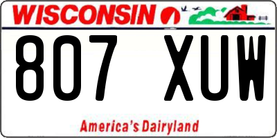 WI license plate 807XUW