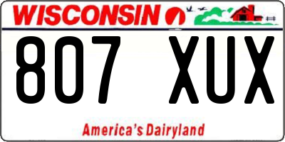 WI license plate 807XUX