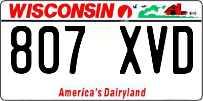 WI license plate 807XVD